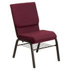 Thumbnail image #1 for Flash Furniture Hercules XU-CH-60096-BYXY56-BAS-GG Stacking Church Chair, Burgundy Patterned Polyester Upholstery, 800 lb Capacity