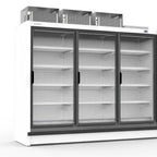 Thumbnail image #1 for Infrico USA IAG-MN3PBTUL1 Three-Section Freezer Merchandiser, Glass Door, 34.5 cu. ft., Top-Mounted Self-Contained Refrigeration