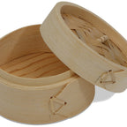 Thumbnail image #2 for JB Prince R802 Round Bamboo Dim Sum Steamer, 4" Diameter x 2-1/2"H, Natural