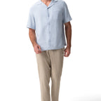 Thumbnail image #1 for Chef Works SBC01-BZE-S Men's Blue Short-Sleeve Camp Shirt, Button Front, Small