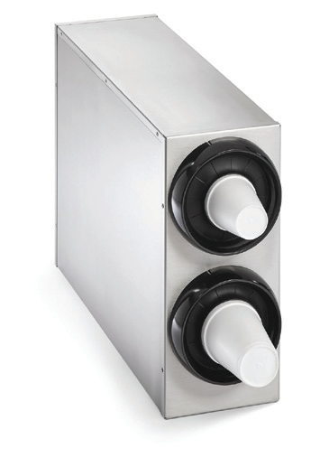 Product image #3 for Vollrath LidSaver2™ Two-High Vertical Countertop Stainless Steel Cup Dispenser Cabinet with (2) INC-80 Dispensers