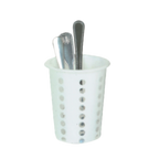 Thumbnail image #1 for Thunder Group PLFC001 Perforated Plastic Flatware Cylinder, Rimmed, White, 4-1/4" Diameter x 5-1/4"H Case of 6 Dozen