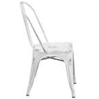 Thumbnail image #2 for Flash Furniture ET-3534-WH-GG Outdoor Metal Chair, White, Vertical Slat Back, Stackable