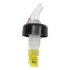 Thumbnail image #1 for TableCraft Products Proper Pour 4249A 1-1/2 oz Plastic Liquor Pourer with Black Collar, Clear Spout & Yellow Dip Tube Case of 12