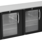 Thumbnail image #1 for Victory Refrigeration VBBN94HC-G-B Three-Section Back Bar Refrigerator, 94"W, 3 Solid Self-Closing Doors, Black, Stainless Steel Top