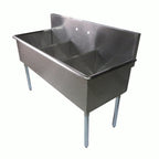 Thumbnail image #2 for NBR Equipment 3BSG-1818 Three-Compartment Sink, 57"W x 21-1/2"D, (3) 18" x 18" x 12" Compartments, 18 Gauge Stainless Steel, Galvanized Legs