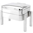 Thumbnail image #1 for Eastern Tabletop Jazz 3974SB 6 qt Square Stainless Steel Chafer with Hinged Cover and Sterno Heat