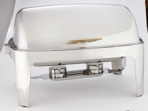 Product image #2 for Adagio Gold-Handled Rectangular Roll-Top Chafer, 9 Qt., 18/10 Stainless Steel