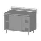 Thumbnail image #1 for SPG International Universal Stainless 4CBT-24BD 48"W x 24"D Enclosed Work Table, Sliding Doors, 16-Gauge 300 Series Stainless Top, 6" Backsplash