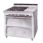 Thumbnail image #1 for Montague Company Legend 36-2E 36-Inch Heavy-Duty Gas Range with 4 Open Burners, Hot Top and Open Cabinet Base
