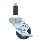 Thumbnail image #1 for BK Resources 3SBR-1RA-GR-TLB 3" Gray Rubber Swivel Stem Caster with Top-Lock Brake, 250 lb Capacity, 1" Expanding Stem