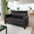 Thumbnail image #2 for Flash Furniture BT-827U-2-BK-GG Reception Loveseat with Right-Side Charging Bank, 2 Outlets, 2 USB Ports, USB-C, Black LeatherSoft