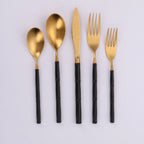 Thumbnail image #1 for Kadra Kitchenware Vikko Dine VF-40-SBG Brushed Black 18/10 Stainless Steel Flatware Set, 20 Pieces, Service for 4 Case of 6