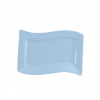 Thumbnail image #1 for CAC China Soho SOH-51-LBU Rectangular Ceramic Platter, 15-1/2"L x 10-1/2"W x 1-3/4"H, Wavy, Light Blue 1 Dozen