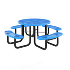 Thumbnail image #1 for Flash Furniture SLF-EMR-46-BL-GG Outdoor Round Picnic Table, Blue Expanded Metal Mesh Top and Seats, 46-inch Diameter