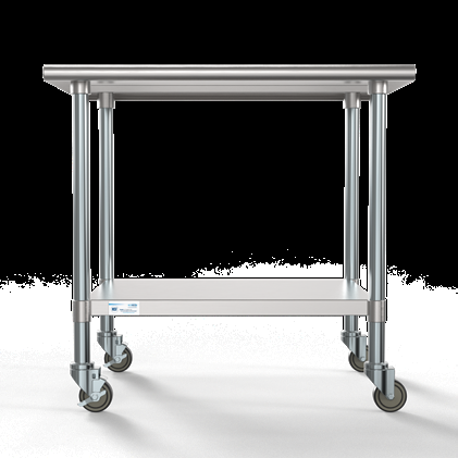 Product image #3 for KoolMore 36 Inch x 30 Inch Stainless Steel Work Table with Undershelf and Lockable Casters
