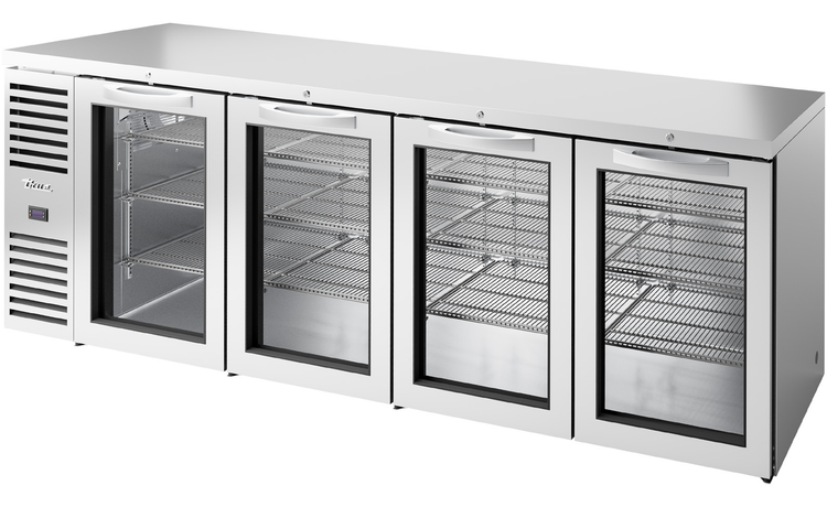 Product image #5 for True Premier Bar 108-Inch Four-Section Refrigerated Back Bar Cooler with Stainless Steel Top and Locking Glass Doors