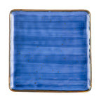 Thumbnail image #1 for CAC China TUS-SQ16-BLU 10" Square Porcelain Plate, Curved Edge, Starry Night Blue Reactive Glaze 1 Dozen