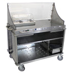 Thumbnail image #1 for Cadco CBC-DC Mobile Demo/Sampling Cart, Stainless Steel, 2-Pan, Rolltop Lid