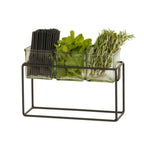 Thumbnail image #1 for Cal-Mil Milo 23747-9-13 Black Metal 3-Section Condiment Caddy with 3 Glass Jars, 12.5"W x 4.5"D x 9"H
