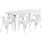 Thumbnail image #1 for Flash Furniture ET-CT005-6-70-WH-GG Rectangular Table and Chair Set, 63" x 31-1/2", 6 Chairs, White