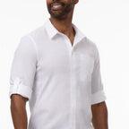 Thumbnail image #1 for Chef Works Oxford SES01-WHT-4XL White Long-Sleeve Utility Chef Shirt, Stretch Poly/Cotton, Snap-Front, 4XL