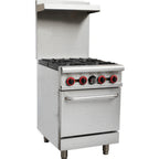 Thumbnail image #1 for USR Brands Cookline CR24-4 24 in. Natural Gas Range with 4 Open Burners, Standard Oven, Stainless Steel, Backriser & Hi-Shelf