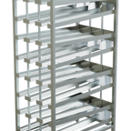 Thumbnail image #1 for Winholt Equipment CR-156F-BUC FIFO Can Rack for #5 & #10 Cans, 156 #10/208 #5 Capacity, Aluminum, 27.2"W x 42"L x 81.2"H