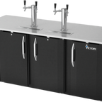 Thumbnail image #1 for Victory Refrigeration VDD78HC-B Direct-Draw Beer Dispenser, 78"W, 4 Half-Keg Capacity, 3 Doors, 2 Tap Towers, Black