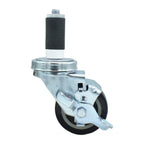 Thumbnail image #1 for BK Resources 3SBR-2RA-PLY-TLB 3" Polyurethane Swivel Stem Caster with Top-Lock Brake, 300 lb Capacity