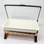 Thumbnail image #1 for Eastern Tabletop EB15616 Rectangular Waterless Chafing Dish, 8 qt, Rose Gold Copper PVD, Hinged Reinforced Glass Lid