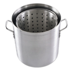 Thumbnail image #1 for Alegacy Foodservice Products Eagleware EWAB80 80 qt Aluminum Stock Pot with Cover, Basket, and Riveted Handles