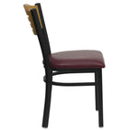 Thumbnail image #2 for Flash Furniture Hercules XU-DG-6G7B-SLAT-BURV-GG Restaurant Chair, Natural Plywood Slotted Back, Burgundy Vinyl Upholstered Seat