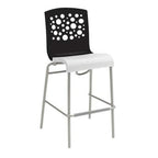 Thumbnail image #1 for Grosfillex Tempo UT838017 Stacking Barstool, Resin Back with Circle Cutout, Resin Seat, Tubular Steel Base, Black/White Case of 2