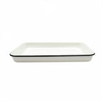 Thumbnail image #1 for TableCraft Products Enamelware 80012 Porcelain Enamel Coated Steel Serving Tray, White with Black Rim, Rectangular, 16 x 11-1/2 in. Case of 6