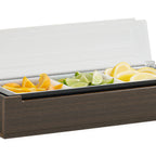 Thumbnail image #1 for Cal-Mil Vista 28615-140 3-Compartment Plastic Bar Garnish Caddy, 20.75 x 7.5 x 4.5 in