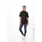 Thumbnail image #1 for Chef Works Springfield BCWSZ006-BLK-3XL Women's Black Short-Sleeve Poly/Cotton Chef Coat, 3XL