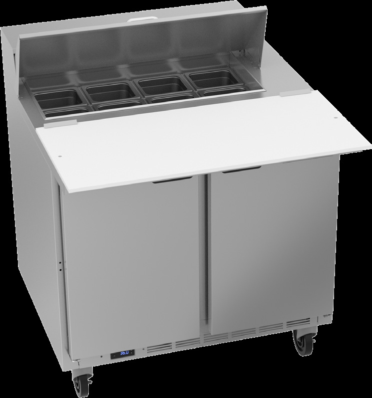 Product image #6 for Beverage-Air SPE36HC-08C Two-Section 36-Inch Sandwich Prep Table Refrigerator, 8-Pan Top