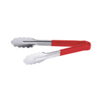 Thumbnail image #1 for CAC China STCH-10RD 10" Heavy-Duty Stainless Steel Tongs with Red Color-Coated Handle Case of 72
