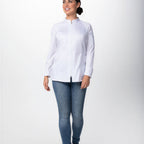 Thumbnail image #1 for Chef Works CBZ02W-WHT-S Women's Chef Coat, Raglan Long Sleeve, Center Zipper, White, Size S