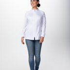 Thumbnail image #1 for Chef Works CBZ02W-WHT-XL Women's White Chef Coat, Raglan Long Sleeve, Center Zipper, Mesh Side Slits, Thermometer Pocket, XL