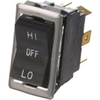 Thumbnail image #1 for AllPoints Foodservice Parts & Supplies 421277 Rocker Switch, Hi/Off/Lo, Double-Pole Double-Throw, Black