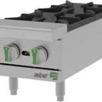 Thumbnail image #1 for Asber Emerald AEHP 2 12 EM Countertop Gas Hotplate, 2 Open Burners, 60,000 BTU, 12"W x 32"D x 13-1/8"H