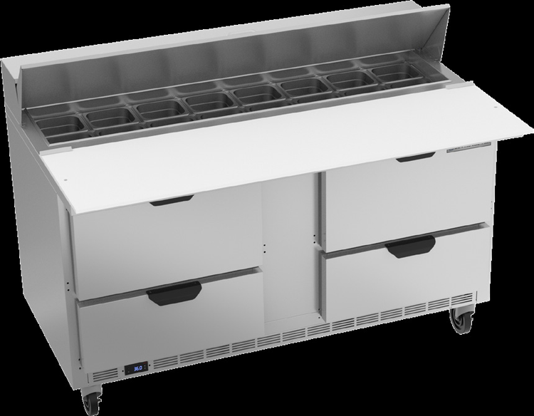 Product image #6 for Beverage-Air Two-Section Sandwich Prep Table Refrigerator with 4 Drawers, 16 Pan Capacity, and 17-Inch Cutting Board
