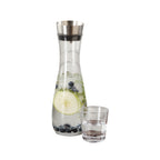 Thumbnail image #1 for G.E.T. GL-CRF-40 Glass Decanter, 40 oz, Clear, Stainless Steel Dripless Lid Case of 12