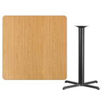 Thumbnail image #2 for Flash Furniture XU-NATTB-4242-T3333B-GG Bar-Height Square Pedestal Table, 42"W x 42"D x 43-1/8"H, Natural Laminate, Black PVC Edge