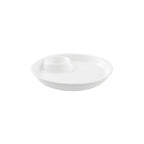 Thumbnail image #1 for Kadra Kitchenware Vikko Lightning VL-0980-2 China Round Plate with Dip Section, 12-Inch, White Case of 12