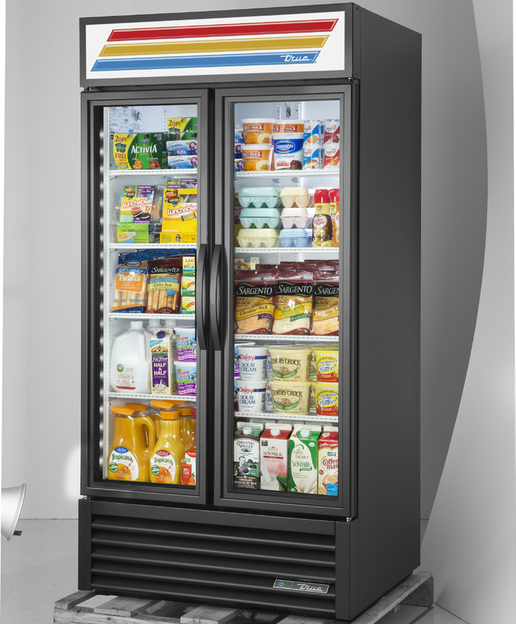 Product image #6 for True Two-Section Glass Door Merchandiser Refrigerator with 8 Shelves