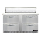Thumbnail image #1 for Continental Refrigerator Designer Line D60N16-FB-D Refrigerated Sandwich Prep Table, 60" Wide, 2-Section, 4 Drawers, Front-Breathing