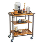 Thumbnail image #1 for Cal-Mil Sierra 3913-84 Beverage Service Cart, 36"W x 17-1/2"D x 39"H, 3 Rustic Pine Shelves, Bronze Metal Frame, Locking Casters